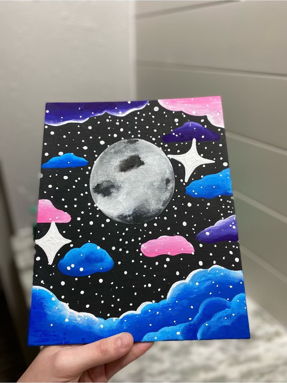 Hand-Painted Cosmic Moon Canvas Board Art - Picture 6 of 6